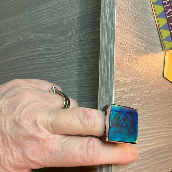 Silver wood and paua shell ring - Picture 4 of 4